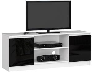 Designový TV stolek ROMANA140, bílý / černý lesk