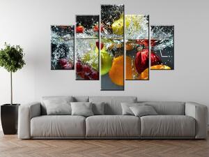 Obraz s hodinami Sladké ovoce - 5 dílný Rozměry: 150 x 70 cm