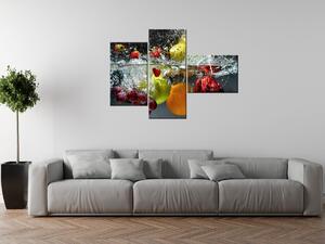 Obraz s hodinami Sladké ovoce - 3 dílný Rozměry: 80 x 40 cm
