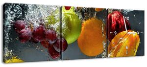 Obraz s hodinami Sladké ovoce - 3 dílný Rozměry: 90 x 30 cm