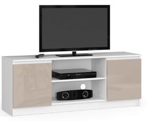 Designový TV stolek ROMANA140, bílý / cappuccino lesk