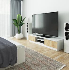 Designový TV stolek ROMANA160, bílý / dub Sonoma