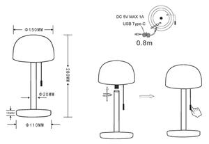 Globo 21016M - LED stolní lampa NORMAN LED/1,5W/3,7V 3000/4200/6000K mosaz