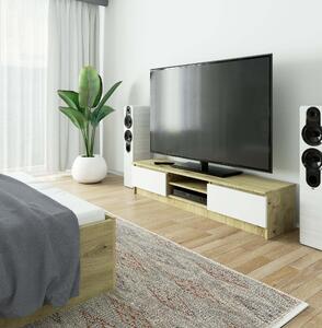 Designový TV stolek ROMANA160, dub Artisan / bílý