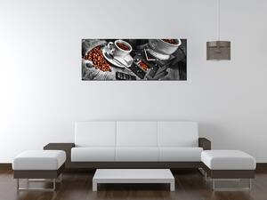 Obraz s hodinami Káva arabica Rozměry: 100 x 40 cm