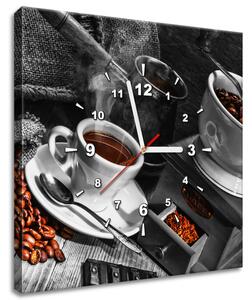 Obraz s hodinami Káva arabica Rozměry: 40 x 40 cm