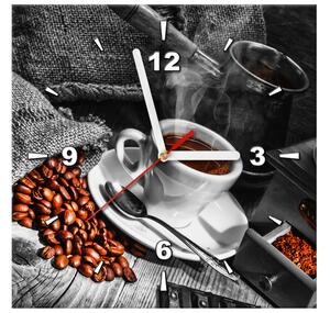 Obraz s hodinami Káva arabica Rozměry: 30 x 30 cm