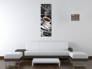 Obraz s hodinami Káva arabica - 3 dílný Rozměry: 90 x 70 cm