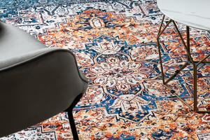 Makro Abra Kusový koberec ANTIKA Vhodný k praní klasický moderní modrý pomerančový Rozměr: 80x150 cm