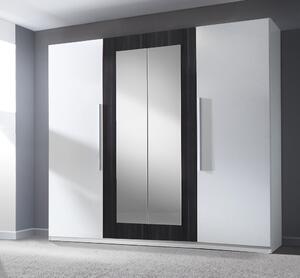 Prostorná šatní skříň se zrcadlem Verea 2 - 225 cm - bílá / černý