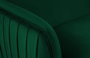 Lahvově zelená sametová dvoumístná pohovka MICADONI Moss 179 cm se zlatou podnoží