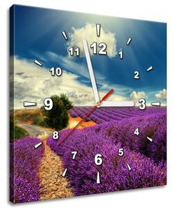 Obraz s hodinami Kouzelná levandulová země Rozměry: 30 x 30 cm