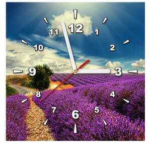 Obraz s hodinami Kouzelná levandulová země Rozměry: 30 x 30 cm