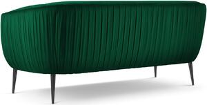 Lahvově zelená sametová dvoumístná pohovka MICADONI Moss 179 cm