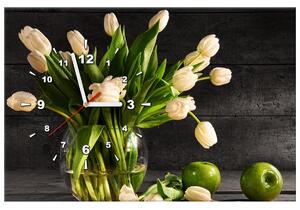Gario Obraz s hodinami Krémové tulipány Velikost: 60 x 40 cm