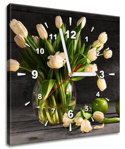 Gario Obraz s hodinami Krémové tulipány Velikost: 40 x 40 cm