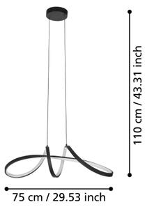 Eglo 901159 - LED RGBW Stmívatelný lustr na lanku CALAROSSA-Z LED/22W/230V černá