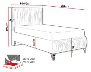 Čalouněná jednolůžková postel 90x200 HILARY - krémová