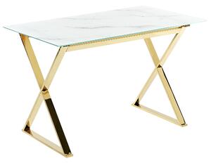 Jídelní stůl ATTICA Mramor/Zlatá 120 cm 70 cm Bezpečnostní sklo