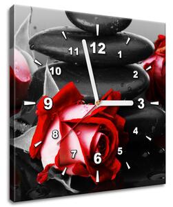 Obraz s hodinami Roses and spa Rozměry: 30 x 30 cm