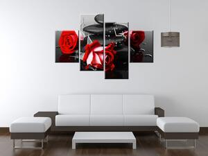 Obraz s hodinami Roses and spa - 4 dílný Rozměry: 120 x 80 cm