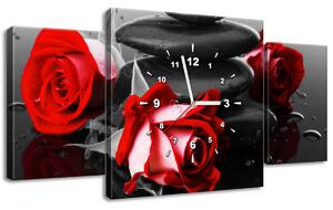 Obraz s hodinami Roses and spa - 3 dílný Rozměry: 90 x 70 cm