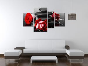Obraz s hodinami Roses and spa - 4 dílný Rozměry: 120 x 80 cm