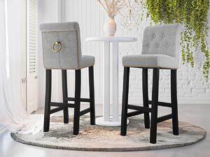 Luxusní čalouněná barová židle ELITE - černá / světlá šedá