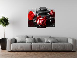 Obraz s hodinami Roses and spa - 3 dílný Rozměry: 80 x 40 cm