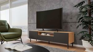CAMILA stylový TV stolek na nožičkách, černý/dub Artisan