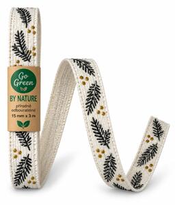 Stuha vánoční HOLLY CHARM WHITE bílá 15mm x 3m – skládaná