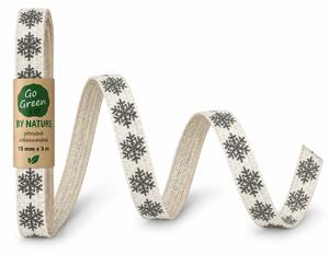 Vánoční bavlněná stuha SNOW NATURE WHITE GRANITE bílá s granitovými vločkami 15mm x 3m