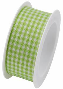 Stuha taftová VICHY KARO GREEN hráškově zelená 25mm x 2m