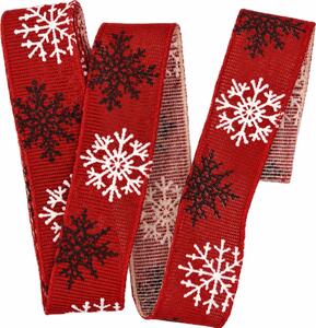 Vánoční stuha SNOW ELEGANCE RED – červená 25mm x 2m