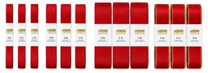 Sada červených taftových a saténových stuh RED COLLECTION 12 ks – 15mm, 25mm a 40mm x 3m