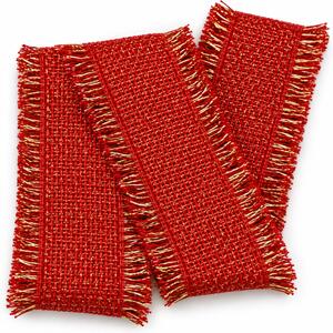 Rustic Glow Scarlet – červená bavlněná stuha se zlatým lurexem 50mm x 2m