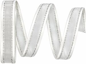 Vánoční stuha organzová MONDAN SILVER GRACE 25mm x 2m (9,- Kč/m)