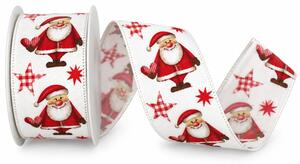 Stuha vánoční HAPPY SANTA bílá 40mm x 2m (13,-Kč/m)
