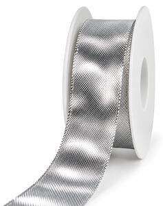 Stuha lurexová CELEBRATION SILVER stříbrná lesklá 25mm x 2m (12,- Kč/m)