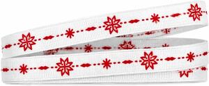 NORDIC CHRISTMAS WHITE – bílá vánoční taftová stuha 10mm x 2m (2,50Kč/m)