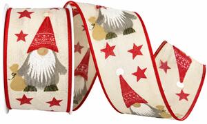 Stuha vánoční bavlněná CHRISTMAS ELF CREAM krémová 40mm x 2m (14,-Kč/m)