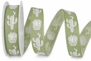 Bavlněná stuha CACTUS – pastelově zelená 15mm x 4m (4,- Kč/m)