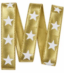 Vánoční stuha zlatá WHITE STAR GOLD lurexová 25mm x 2m (8,50 Kč/m)