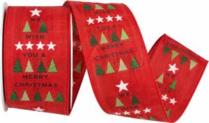 Stuha vánoční MERRY CHRISTMAS RED červená 40mm x 2m (13,- Kč/m)