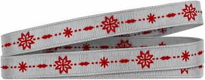 NORDIC CHRISTMAS SILVER – stříbrná vánoční taftová stuha 10mm x 2m (2,50Kč/m)