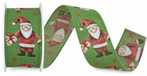 Stuha vánoční SANTA S DÁRKEM zelená 40mm x 2m (10,-Kč/m)