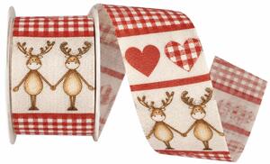 Stuha vánoční REINDEER IN LOVE bílá 40mm x 2m (13,-Kč/m)