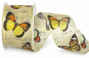 Stuha taftová WHISPER FLIGHT YELLOW žlutá 40mm x 2m (12,- Kč/m)