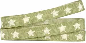 Vánoční stuha WHITE STAR LIGHT GREEN pastelově zelená 15mm x 2m ( 2,50 Kč/m)