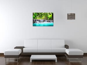 Obraz s hodinami Nádherný vodopád v Thajsku Rozměry: 60 x 40 cm